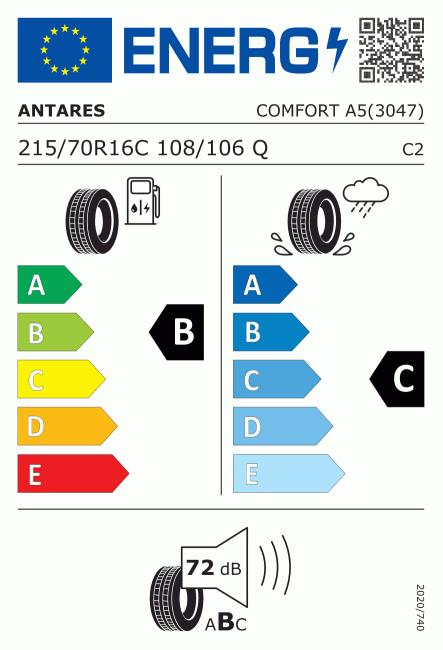 Etiqueta europea 1123448 Antares 215/70 R16