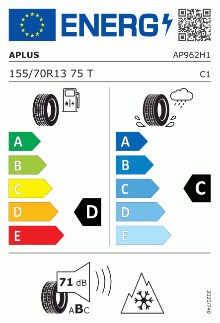 Etiqueta europea 455253 Aplus 155/70 R13