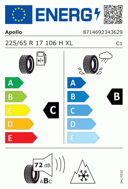 Etiqueta europea 615291 Apollo 225/65 R17