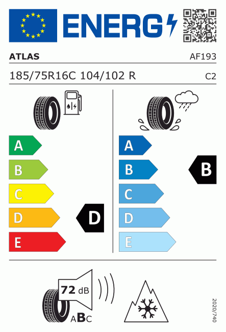 Etiqueta europea 520481 Atlas 185/75 R16