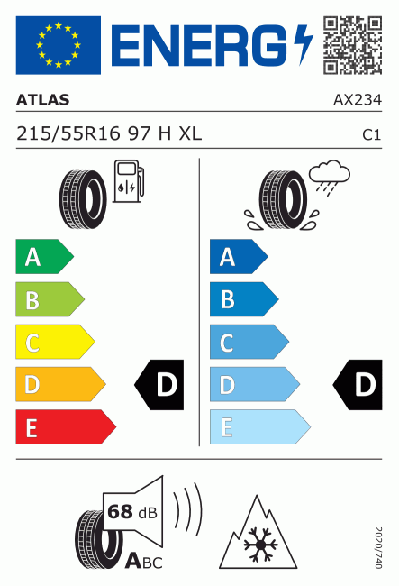 Etiqueta europea 521527 Atlas 215/55 R16