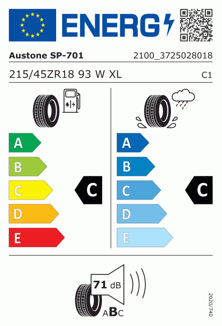 Etiqueta europea 489207 AUSTONE 215/45 R18