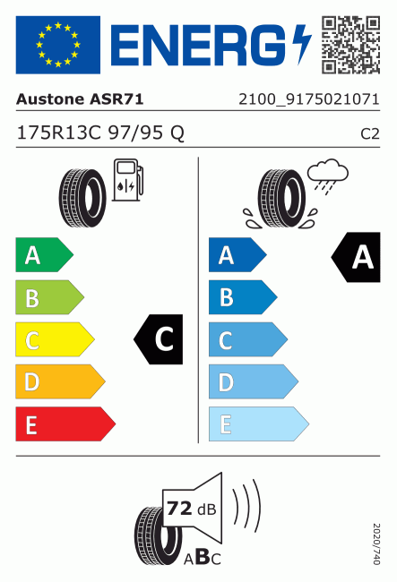 Etiqueta europea 493796 AUSTONE 175/80 R13