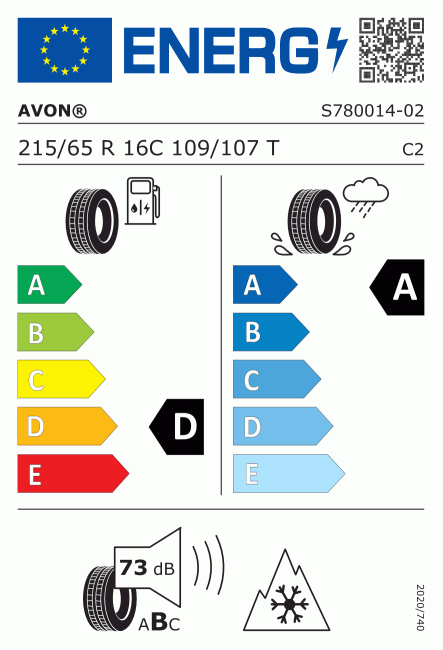 Etiqueta europea 1130689 Avon 215/65 R16