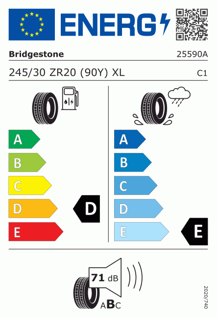 Etiqueta europea 1194429 Bridgestone 245/30 R20