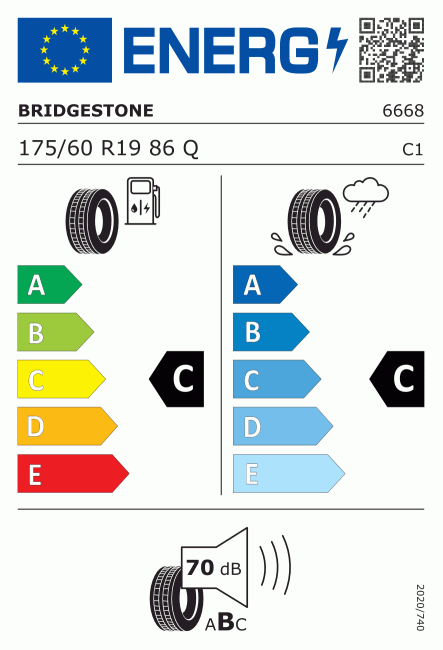 Etiqueta europea 380791 Bridgestone 175/60 R19