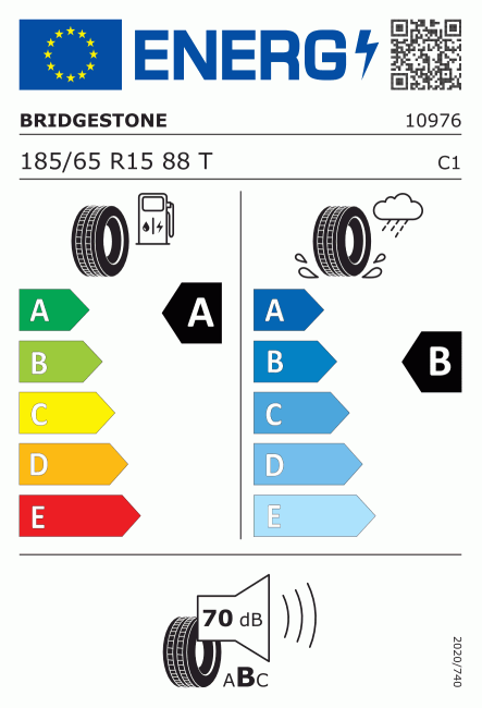 Etiqueta europea 380834 Bridgestone 185/65 R15