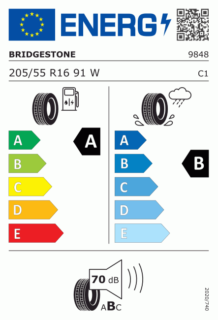 Etiqueta europea 380986 Bridgestone 205/55 R16