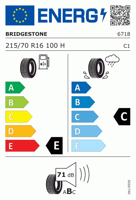 Etiqueta europea 381329 Bridgestone 215/70 R16