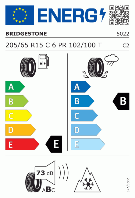 Etiqueta europea 382090 Bridgestone 205/65 R15