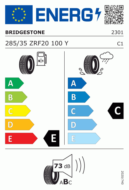 Etiqueta europea 383291 Bridgestone 285/35 R20