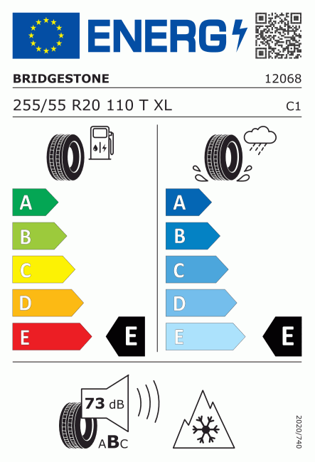 Etiqueta europea 384668 Bridgestone 255/55 R20