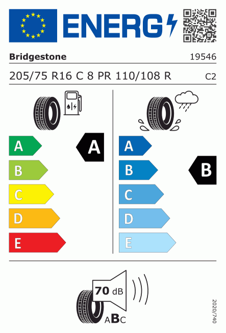 Etiqueta europea 500903 Bridgestone 205/75 R16