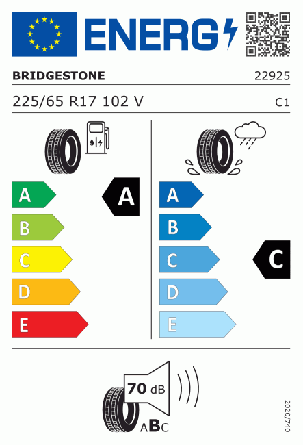 Etiqueta europea 501287 Bridgestone 225/65 R17