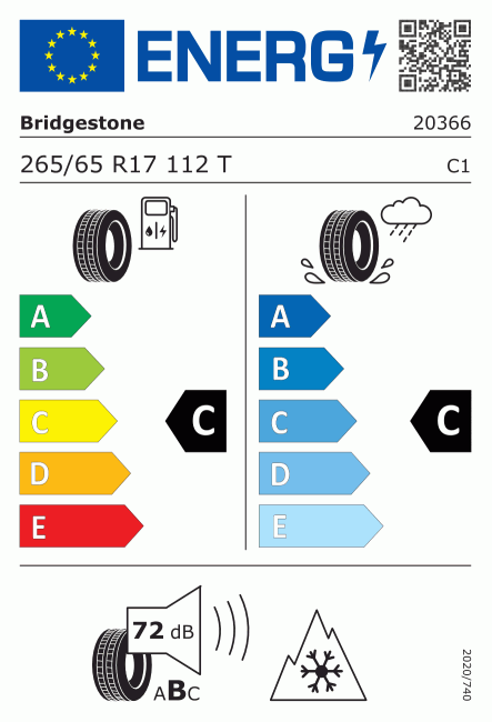 Etiqueta europea 502632 Bridgestone 265/65 R17