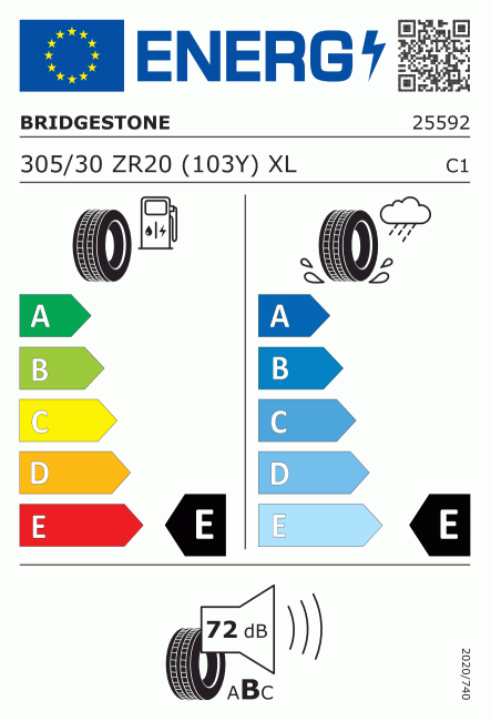 Etiqueta europea 502835 Bridgestone 305/30 R20