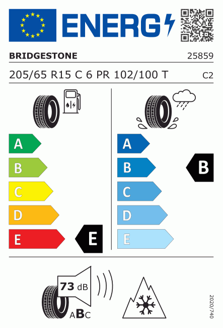 Etiqueta europea 603257 Bridgestone 205/65 R15