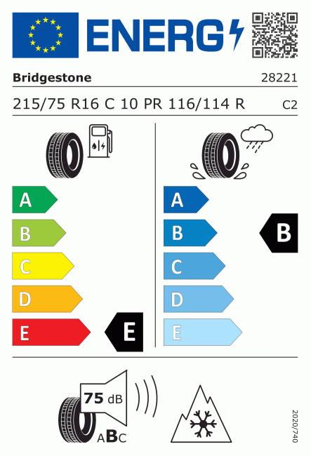 Etiqueta europea 729941 Bridgestone 215/75 R16