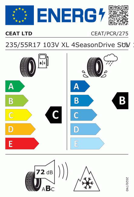 Etiqueta europea 2029970 Ceat 235/55 R17