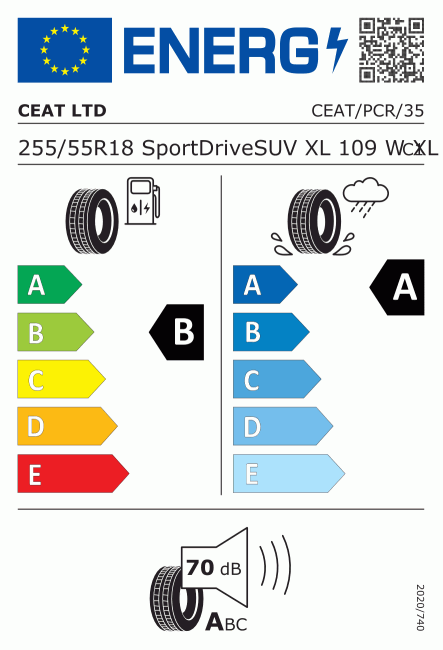 Etiqueta europea 579850 Ceat 255/55 R18
