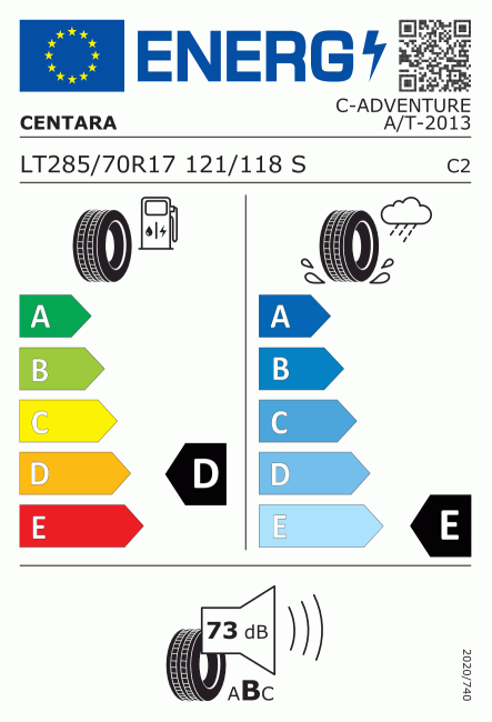 Etiqueta europea 661172 CENTARA 285/70 R17