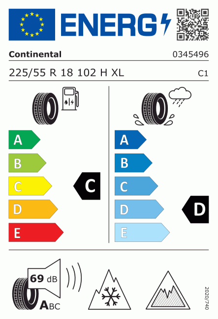 Etiqueta europea 1132816 Continental 225/55 R18