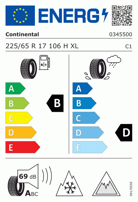 Etiqueta europea 1132821 Continental 225/65 R17