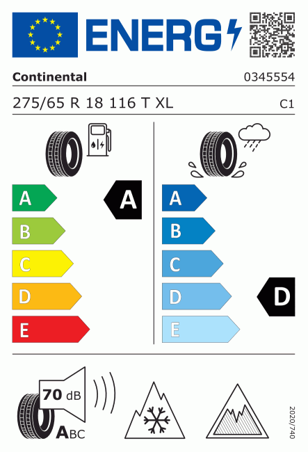 Etiqueta europea 1132873 Continental 275/65 R18