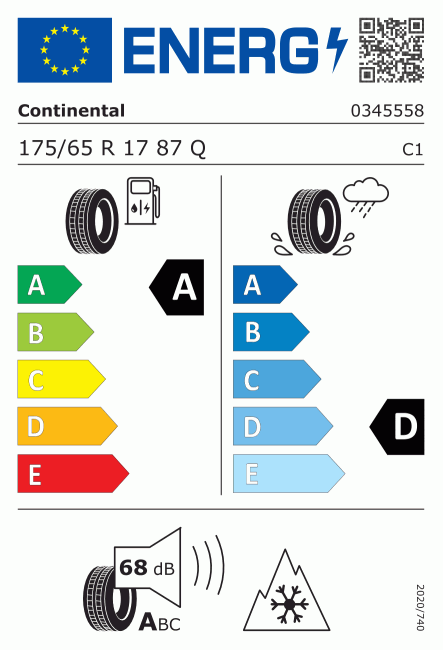 Etiqueta europea 1132886 Continental 175/65 R17