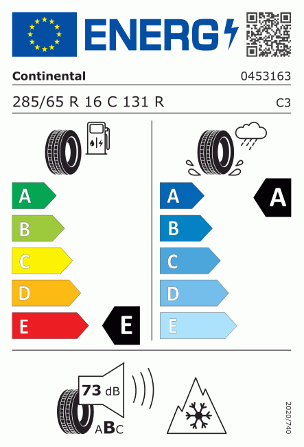 Etiqueta europea 505868 Continental 285/65 R16