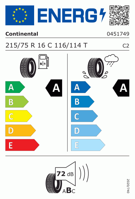 Etiqueta europea 659236 Continental 215/75 R16