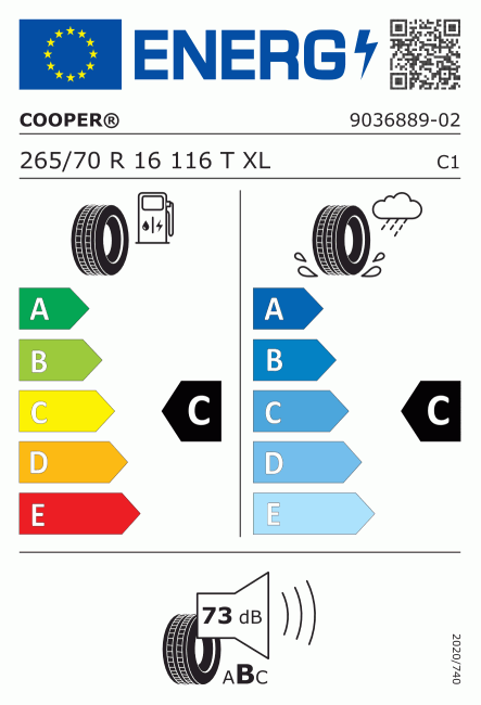 Etiqueta europea 503306 Cooper 265/70 R16