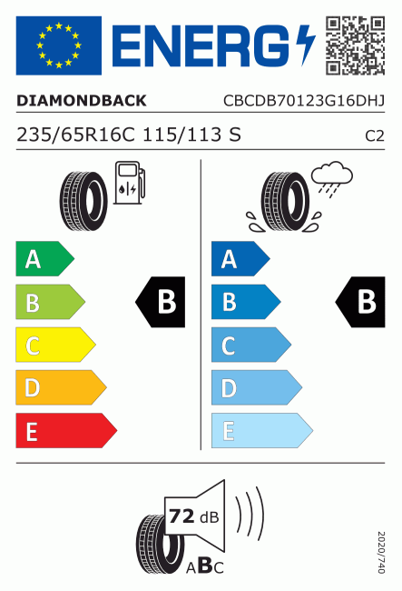 Etiqueta europea 1827295 DiamondBack 235/65 R16