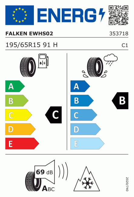 Etiqueta europea 1197692 Falken 195/65 R15