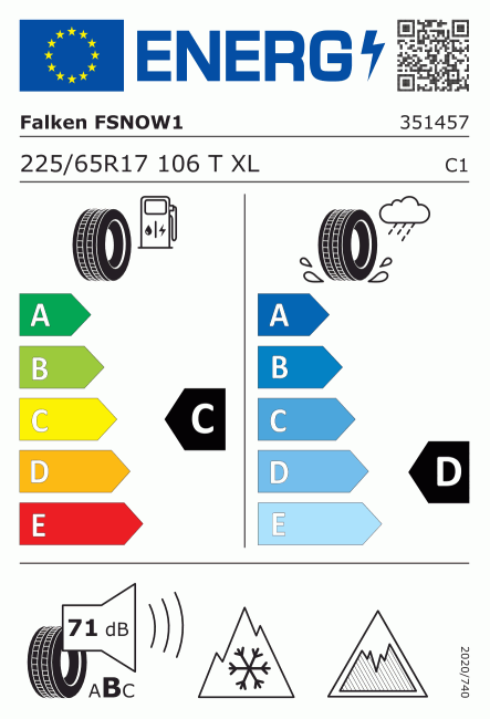 Etiqueta europea 544040 Falken 225/65 R17