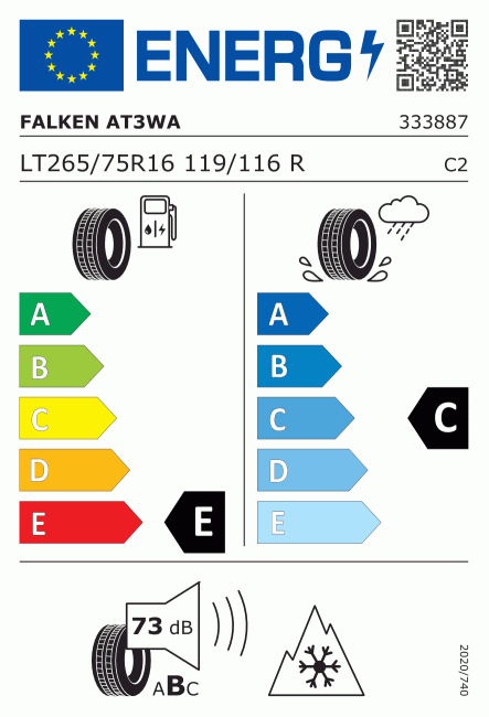 Etiqueta europea 577202 Falken 265/75 R16