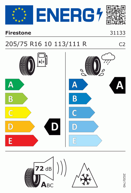 Etiqueta europea 2246929 Firestone 205/75 R16