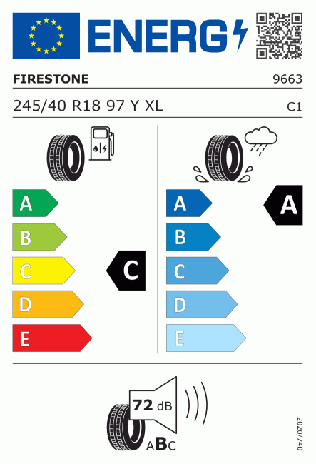 Etiqueta europea 382817 Firestone 245/40 R18