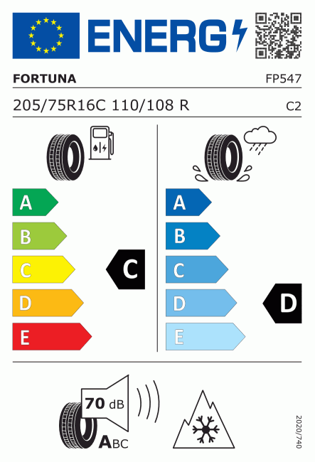 Etiqueta europea 521638 Fortuna 205/75 R16