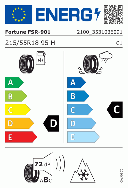 Etiqueta europea 487937 FORTUNE 215/55 R18