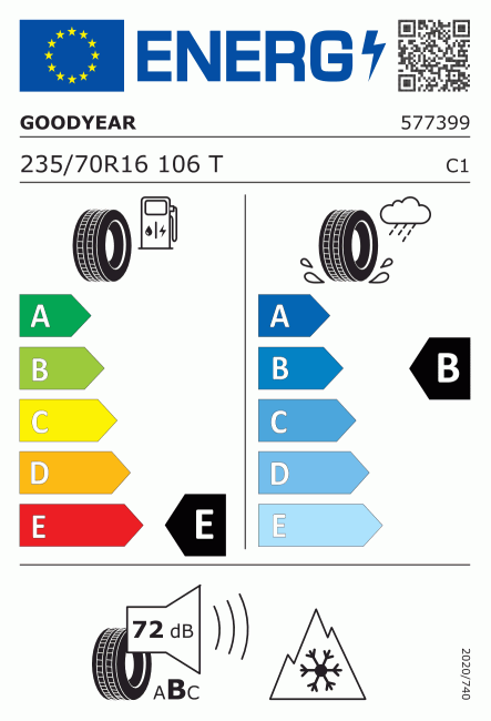 Etiqueta europea 610752 Goodyear 235/70 R16