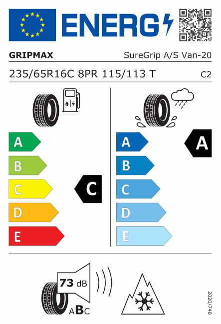 Etiqueta europea 452863 GRIPMAX 235/65 R16