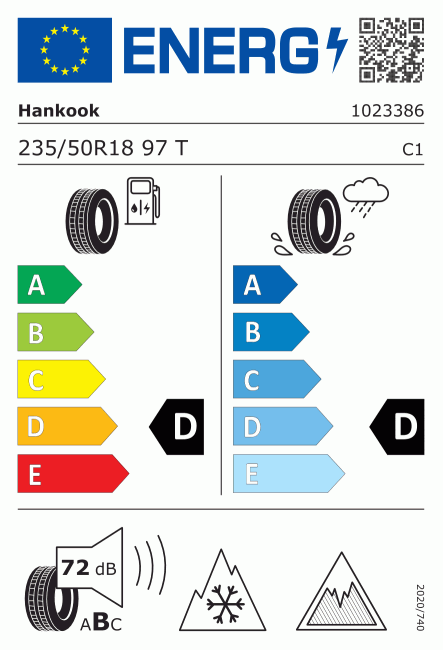 Etiqueta europea 498439 Hankook 235/50 R18