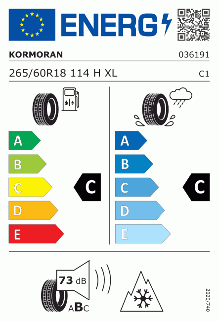 Etiqueta europea 408410 Kormoran 265/60 R18