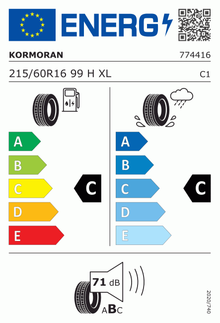 Etiqueta europea 412074 Kormoran 215/60 R16
