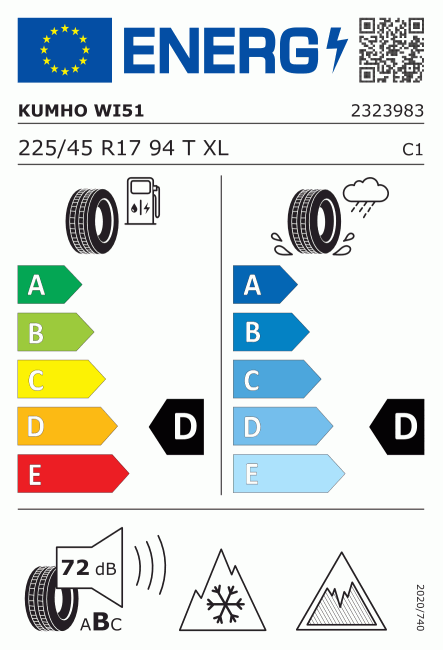 Etiqueta europea 1277720 Kumho 225/45 R17