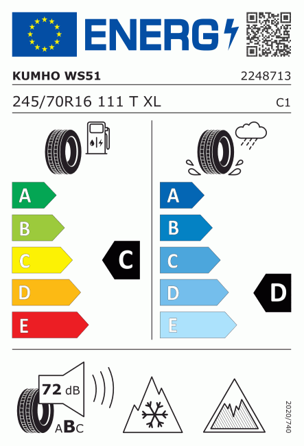Etiqueta europea 442125 Kumho 245/70 R16
