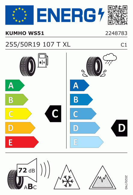 Etiqueta europea 442173 Kumho 255/50 R19
