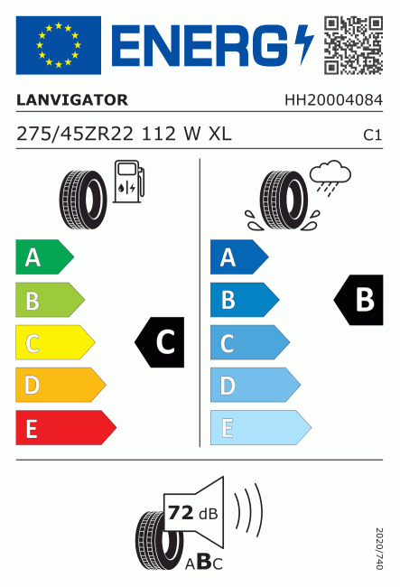 Etiqueta europea 2660253 LANVIGATOR 275/45 R22