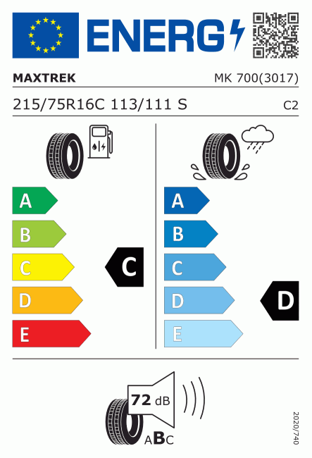 Etiqueta europea 1104062 MAXTREK 215/75 R16